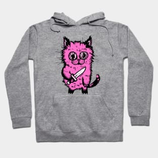 Bad Pink Cat With A Knife Hoodie